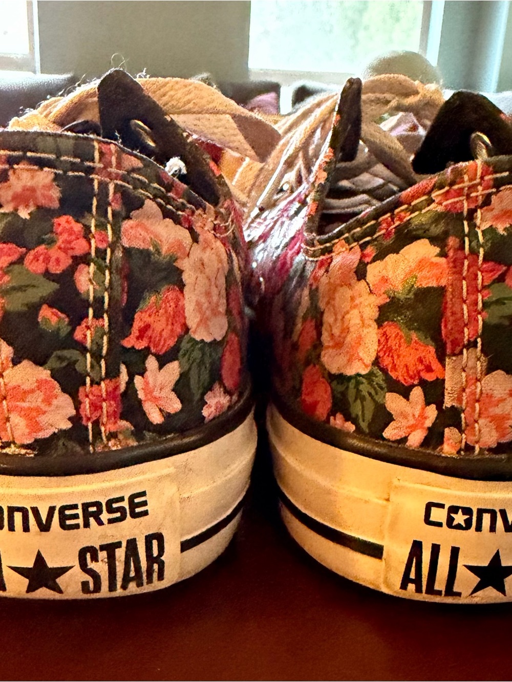 Converse Floral Low Top Sneakers - Black with Pink & Orange Flowers - Picture 11 of 11